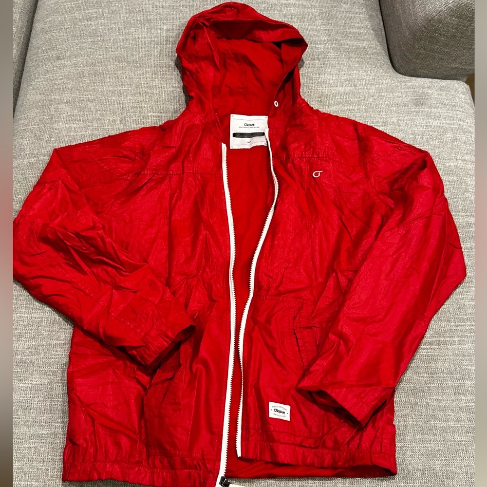 Orisue red lightweight windbreaker jacket